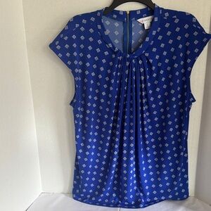 Liz Clairborne Royal Blue Geometric Blouse - great condition.